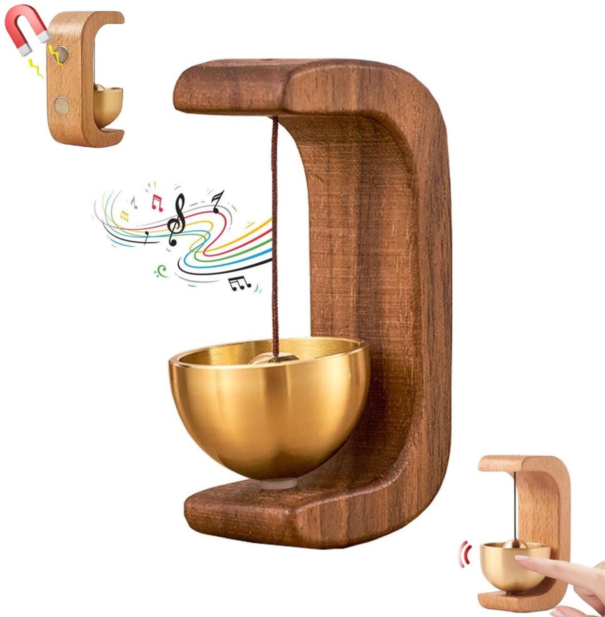 Magnetische Deurbel - Windgong - Hout - winkeliersbel - housewarming cadeau - Entree ornament - Deuropener - Welkom Gasten - Deur Decoratie - Deurbellen - Receptie bel - Entry Bel - WinkelBell - voor veranda, muur, tuin, winkel - Walnoothoutkleur