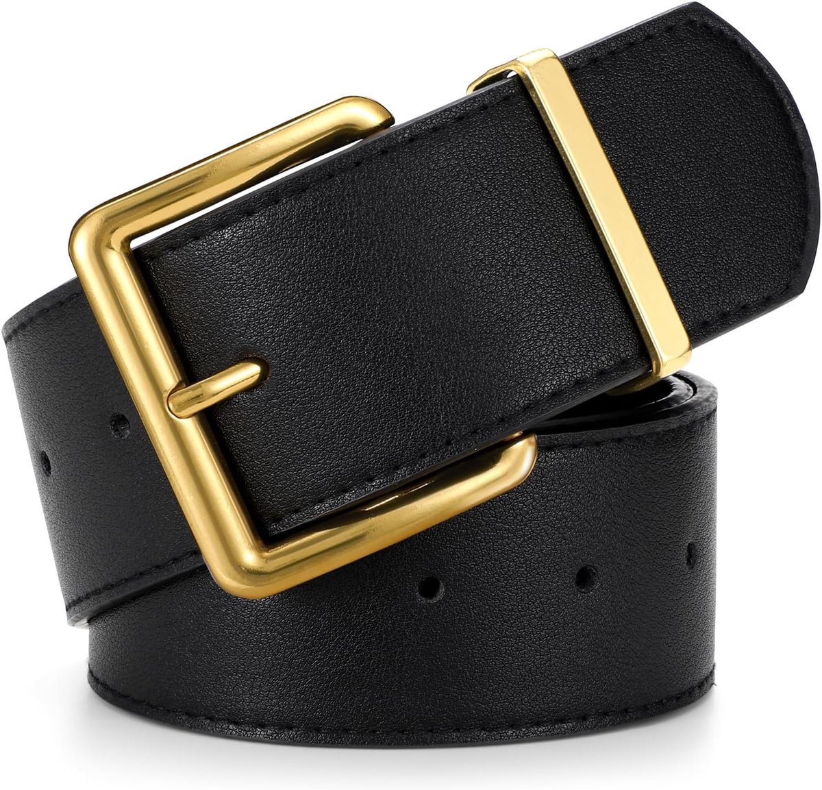 Brede damesriem voor jurken, brede leren riem met gouden gesp voor