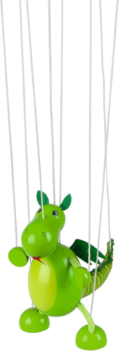 Marionette Dinosaurier: H (Gesamt)= 38 cm, H (Figur)= 16 cm, Stoff