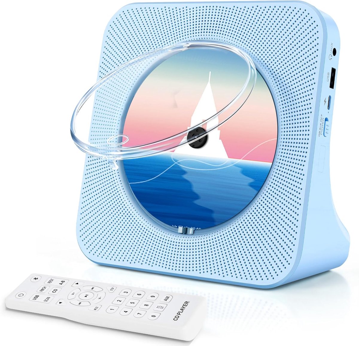 CD Speler voor kinderen, Home Bluetooth CD Player Raido met HiFi-luidsprekers, CD-Speler Compatibel met USB/FM-radio/Koptelefoonaansluiting/Uitschakeltimer (Zonder Batterij)