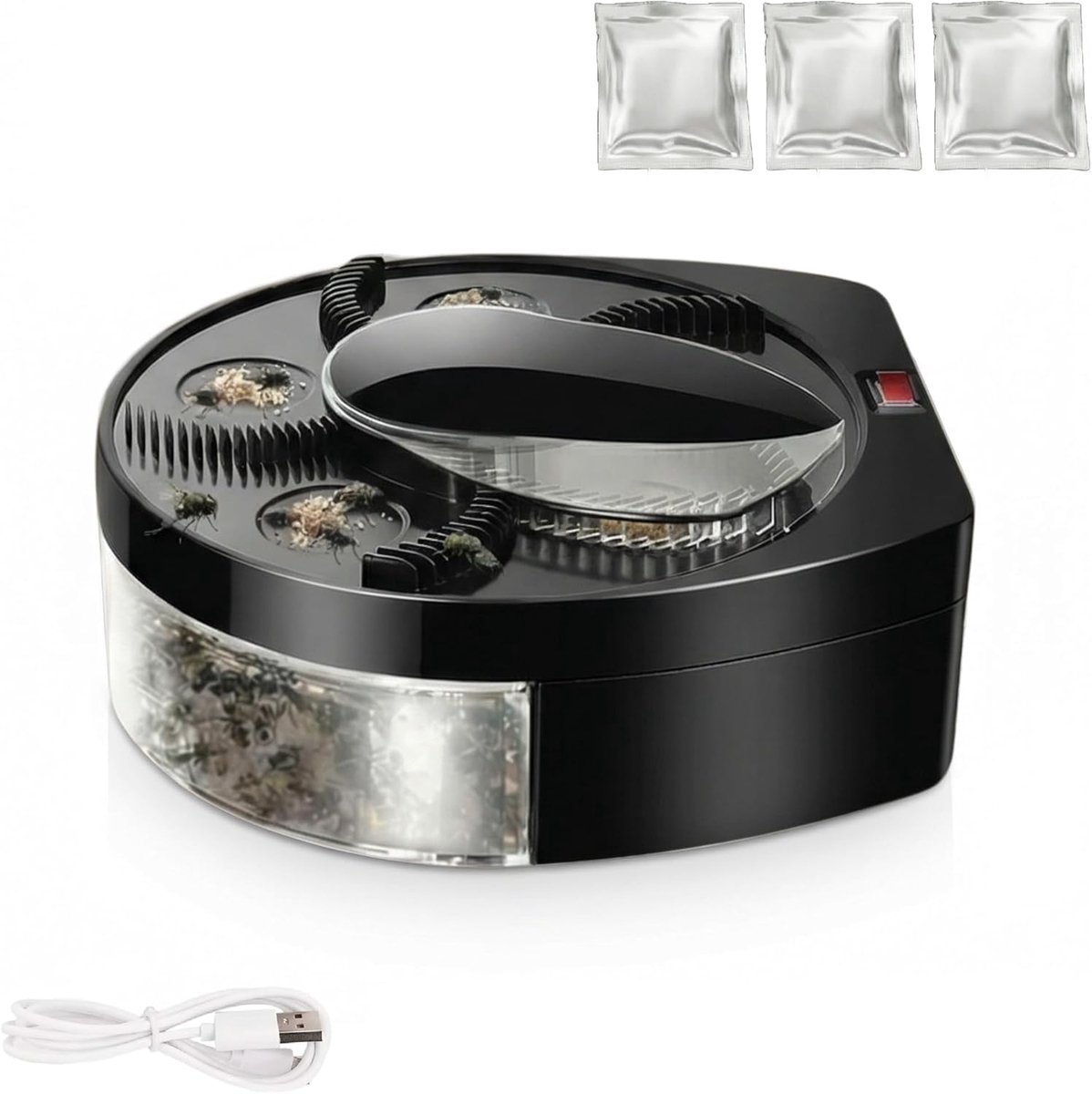 Vliegenval 360° Draaibaar Wandmontage, Stil, 72u Oplaadbare Usb