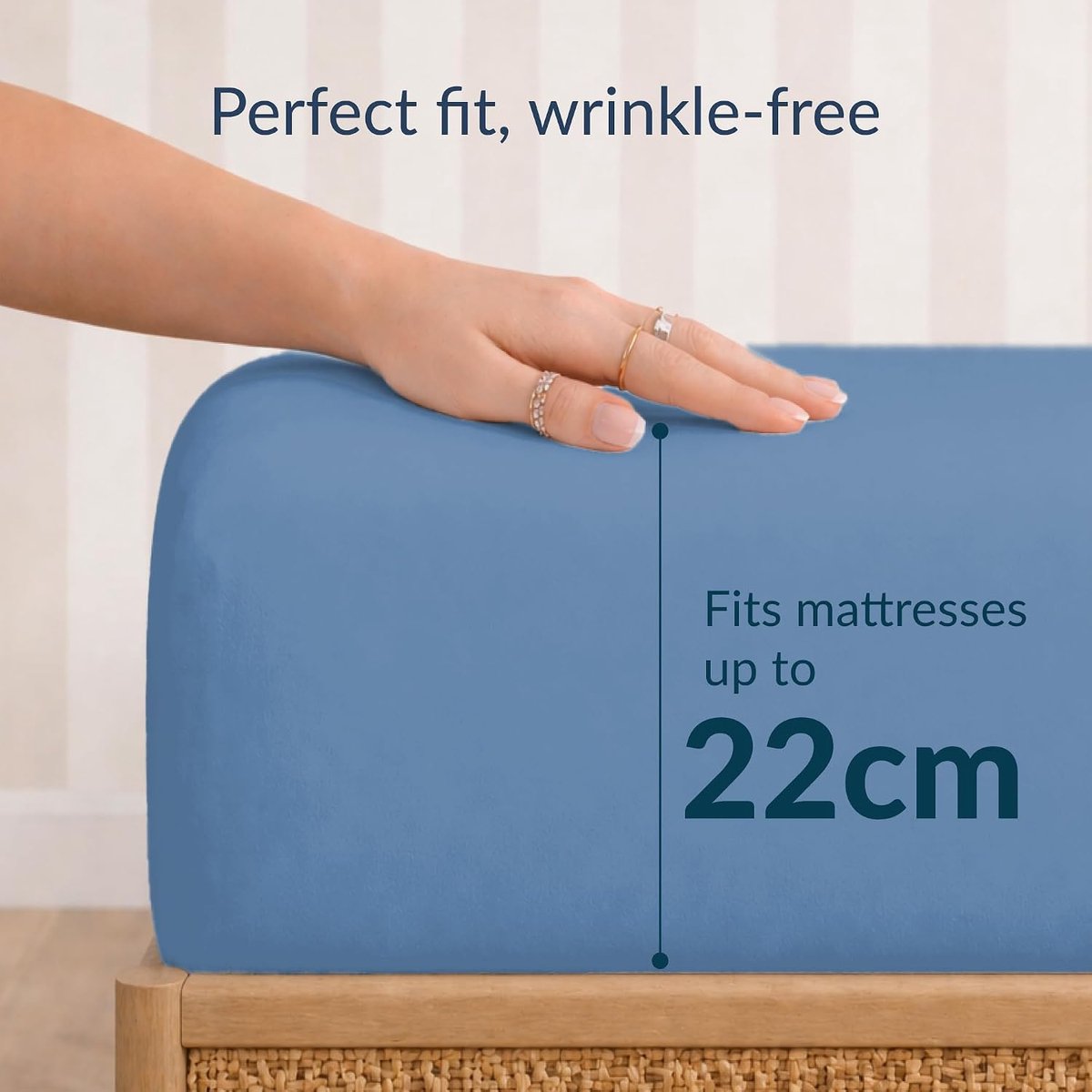 SnelShoppen - Fitted sheet 140x190/200 cm met 25 cm hoes, 100% polyester, blauw, Oeko-Tex gecertificeerd - Zacht, ademend en snel drogend