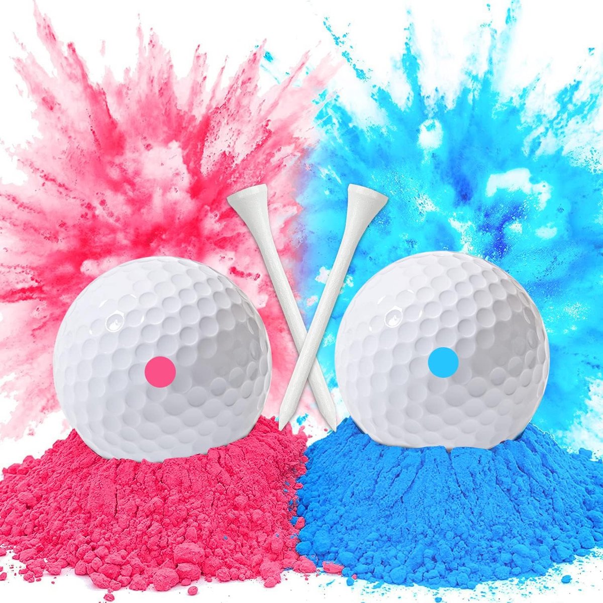 Golfbal (1 Pink Ball en 1 Blue Ball, 2 Golf Tees) voor Gender Reveal
