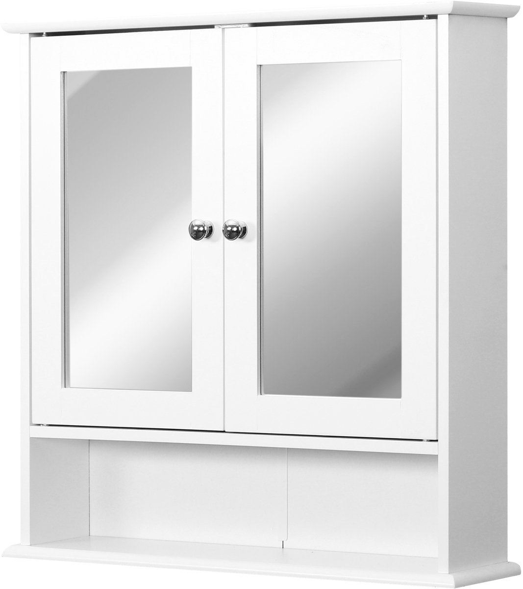 Hangkast met spiegel badkamerkast wandspiegel in hoogte verstelbare plank voor badkamer/keuken 56cmx13cmx58cm MDF grijs