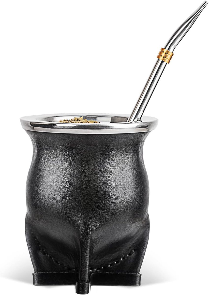 Keramische voering Yerba Mate Cup Argentina Kalebas met Mate Bombilla
