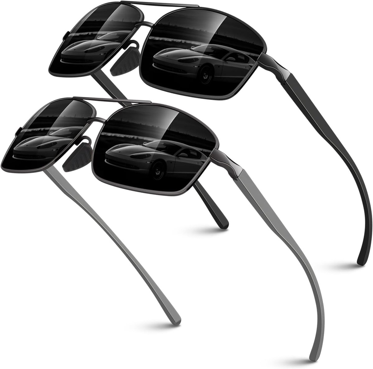 Zonnebril voor heren, gepolariseerd, ultralicht aluminium magnesium metalen frame met veerscharnier, UV400-bescherming, vissen, rijden, rijden, zonnebril CAT 3 CE
