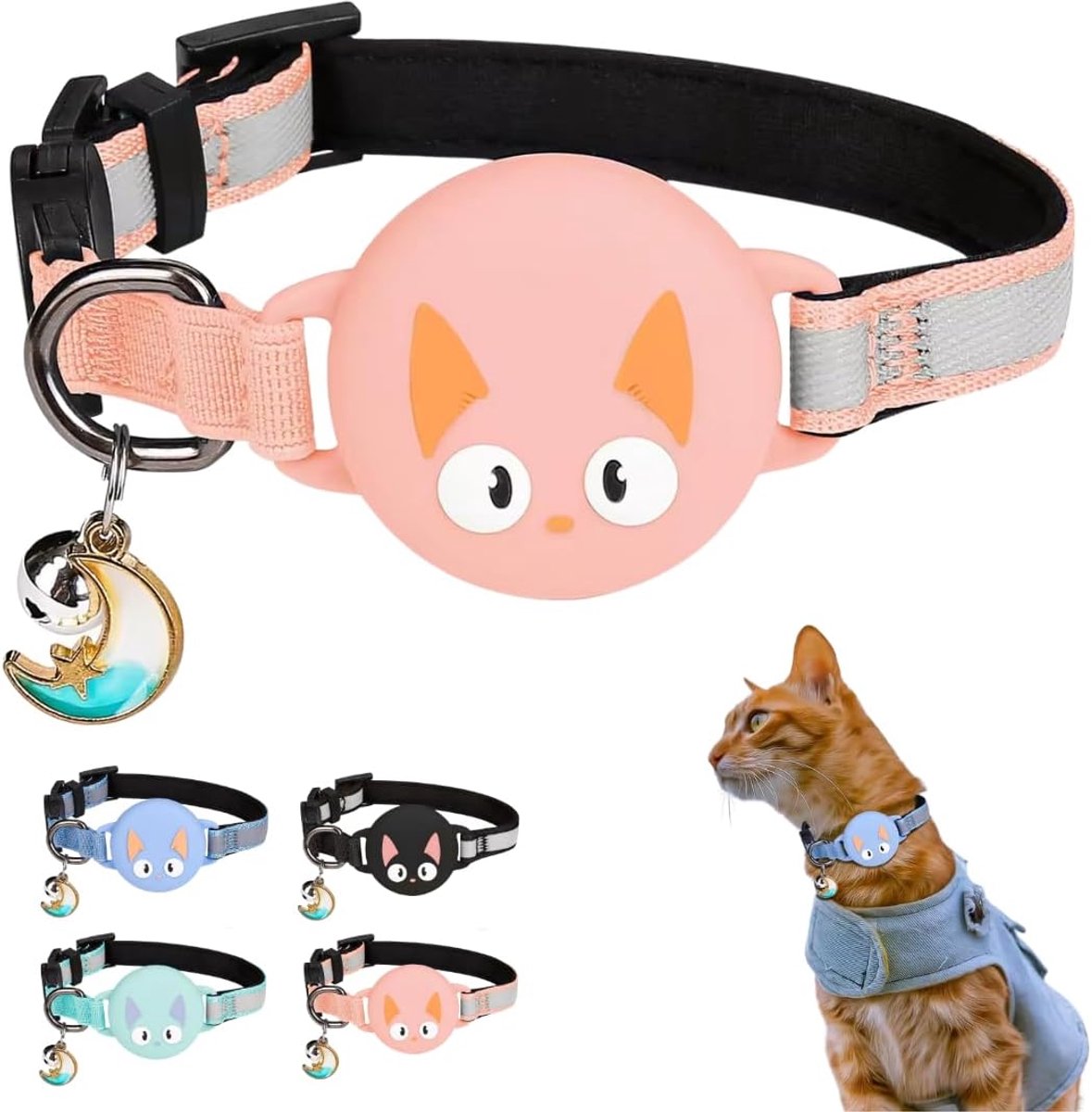 Kattenhalsband met accessoires, compatibel met Apple AirTag