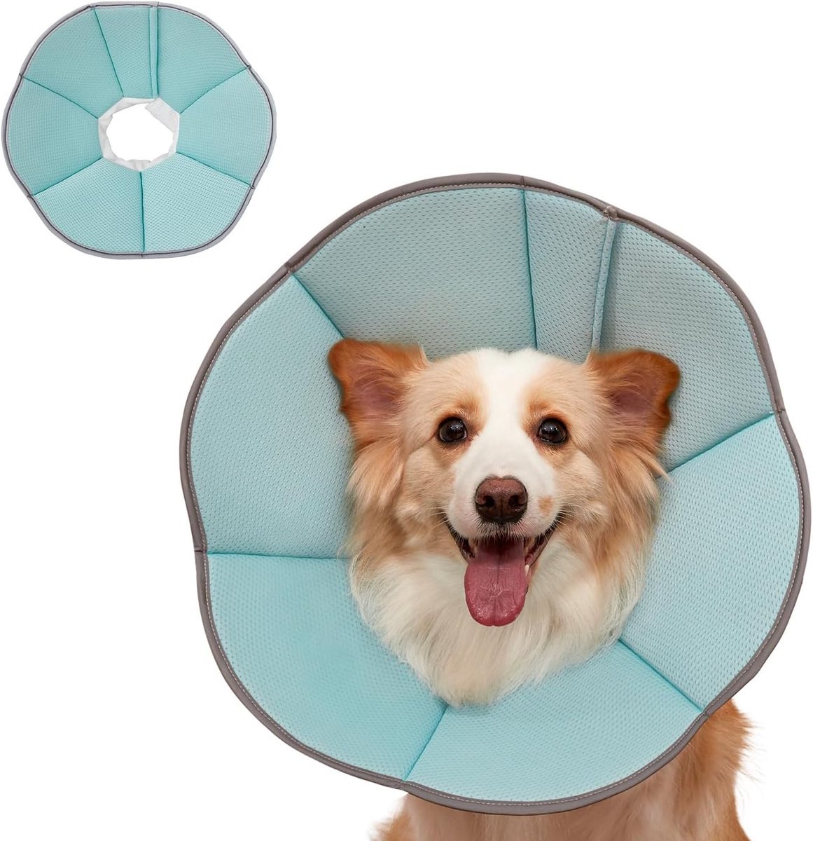 Zachte halsband hond verstelbaar ademend (lichtblauw, Xl)