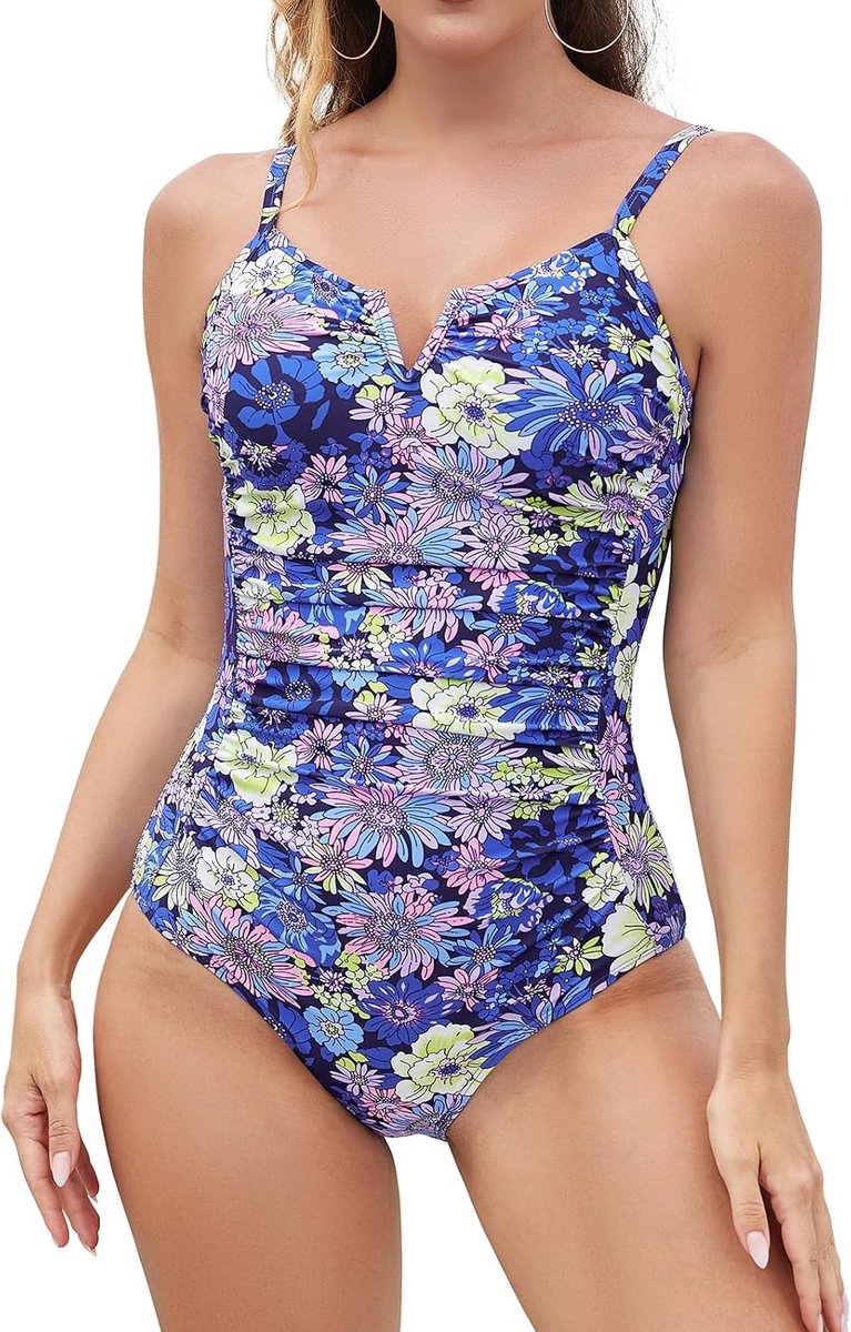 Eendelig badpak voor dames, V-wired monokini, vintage, geshirteerd