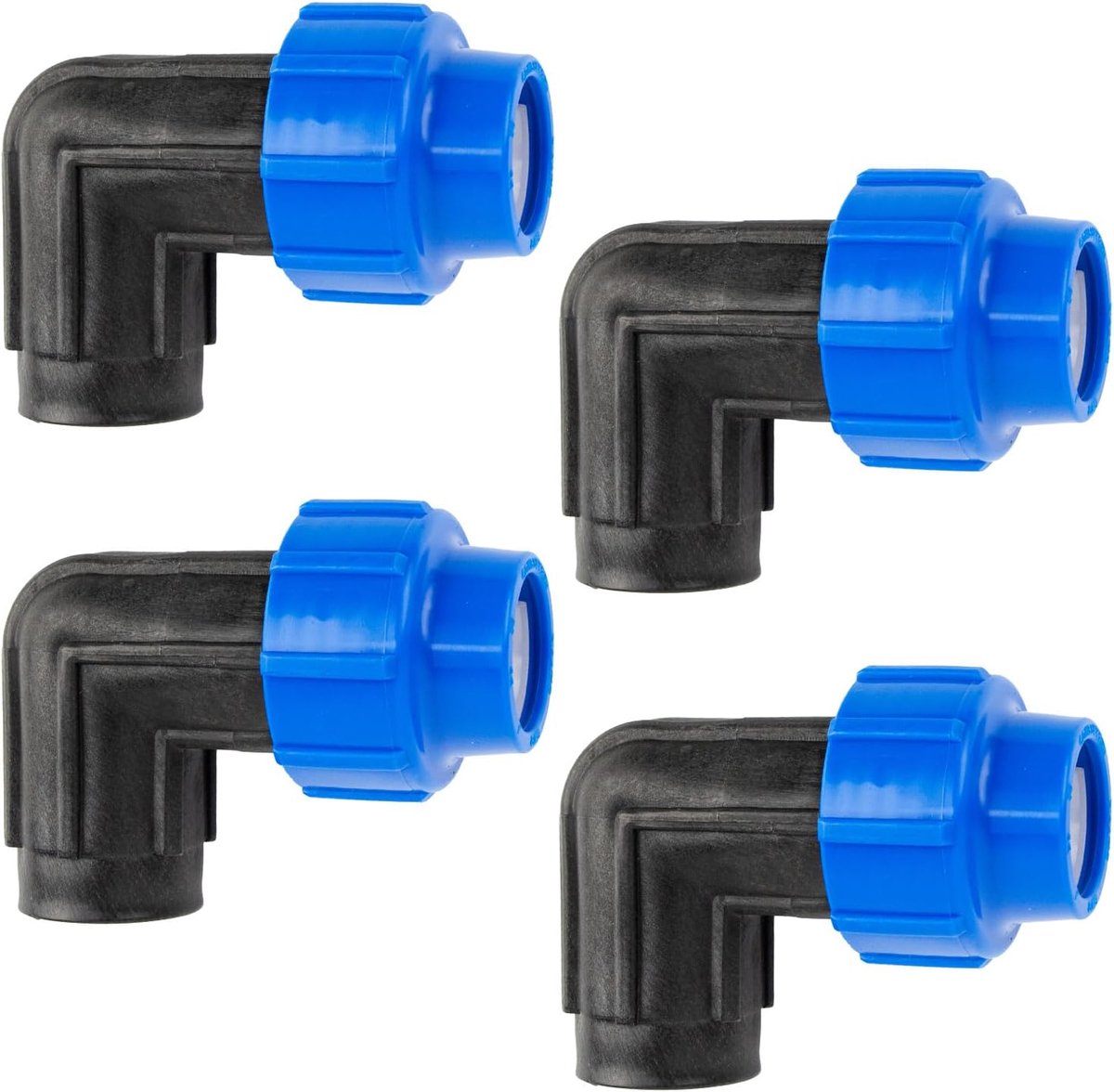 hoek 90 graden met binnendraad: verbindingsstuk voor aansluiting aan het buisuiteinde, 25 mm x 3/4 inch, Quick&Easy verbindingstechniek, zelfdichtende schroefdraadverbinding (4 stuks)