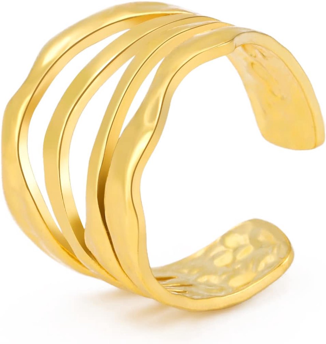 Onregelmatige Swirl Doolhof Ring Roestvrij Staal Verstelbare Geometrische Onregelmatige Spiraal Open Vinger Ringen Overdreven Punk Sieraden Voor Vrouwen Meisjes