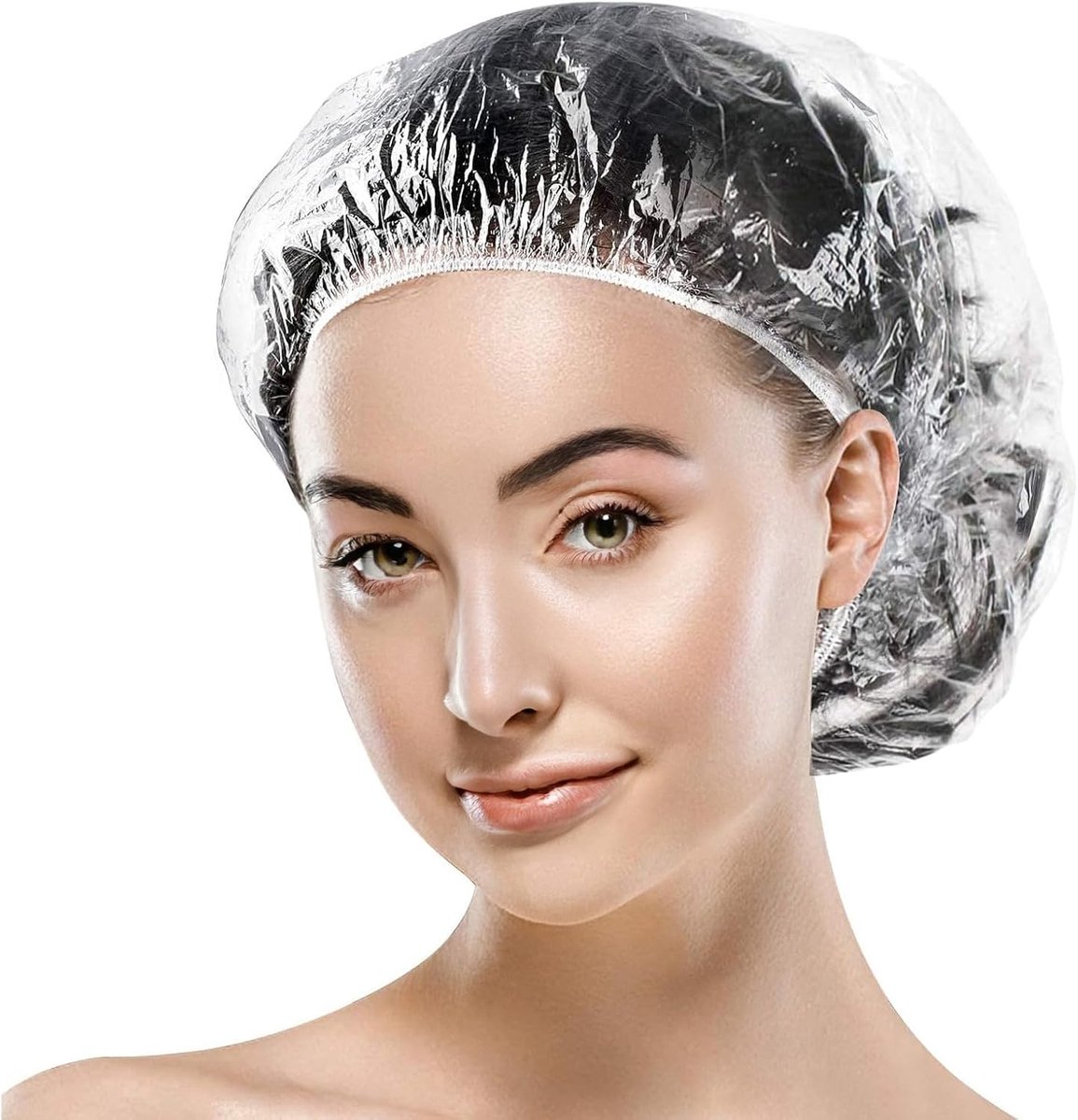SnelShoppen - 100 stuks douchemutsen, waterdichte haardouchemuts, elastische haarbescherming, kunststof haarkap voor dames - ideaal voor salon, spa, d