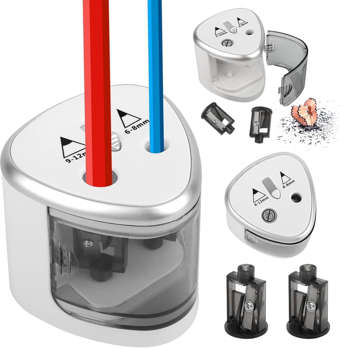 Elektrische potloodslijper dubbel gat - Multicolor - Veilig voor kinderen - Ideaal voor school en kantoor - SnelShoppen