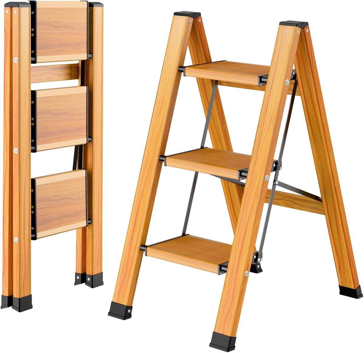Vouwladder 3 treden - Aluminium - Antislip - Ideaal voor huishoudelijk gebruik - SnelShoppen