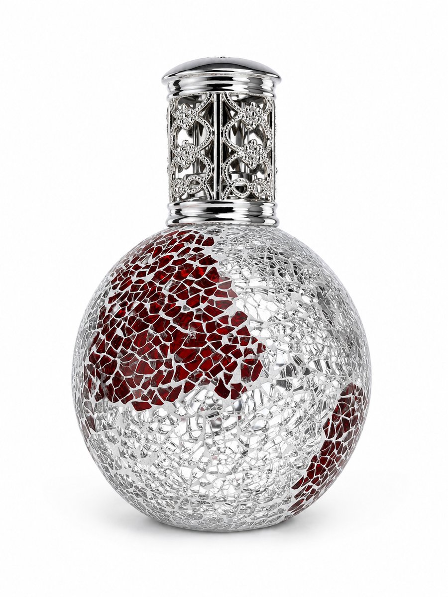 Woodbridge Fragrance Lamp Red & Silver – 16 cm – Mozaïek Geurlamp
