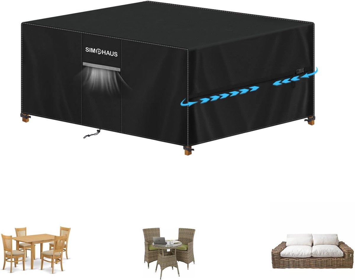 SnelShoppen - Tuinmeubel Beschermhoes Waterdicht 420D Oxford Stof, UV-bestendig en Windproof, Voor Picknicktafel 120x90x74cm, Tuin, Buiten, Beschermin