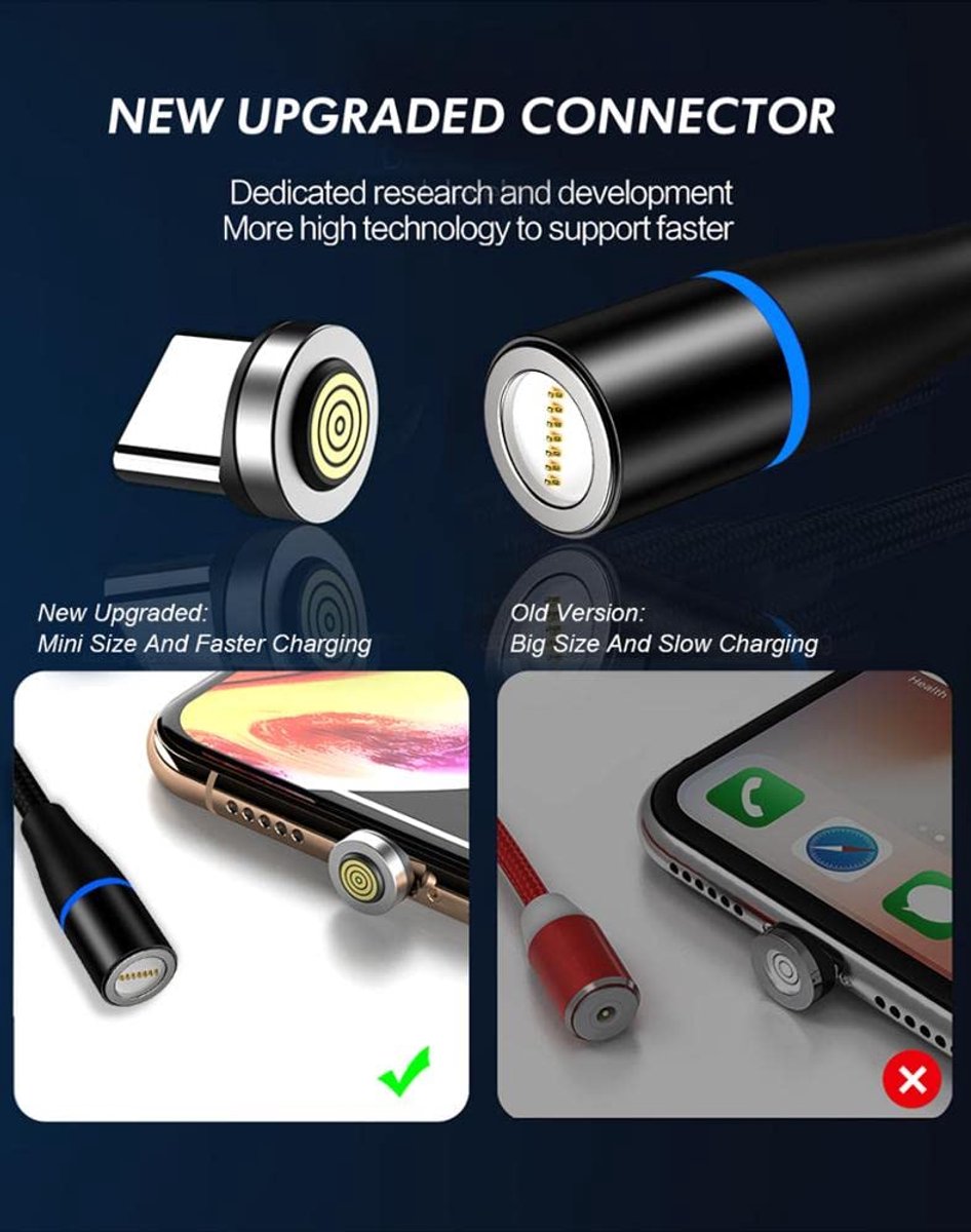 3-in-1 magnetische USB kabel - snel opladen - grijs - met 3 aansluitingen - SnelShoppen