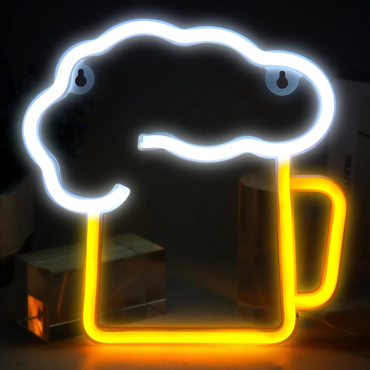Lichtreclame bord, bier neon bord, bier proost lichtreclame, batterij USB-voeding, voor bars nachtclubs restaurants winkels bierfeesten party bord verlichting decoratie 30 x 30 x 2 cm