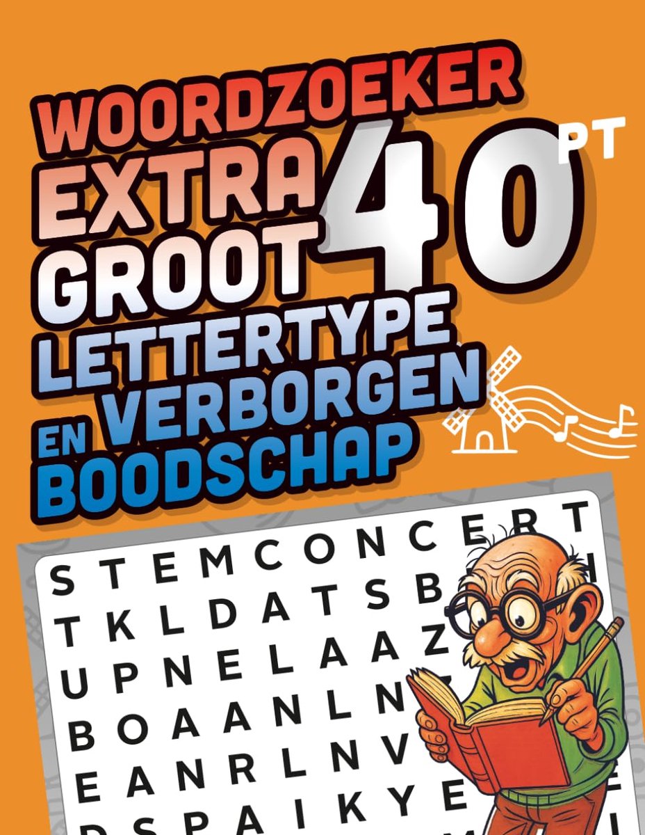 Woordzoeker extra groot lettertype - verborgen boodschap - Nederlandse muziek - ideaal voor senioren - ShopVlot