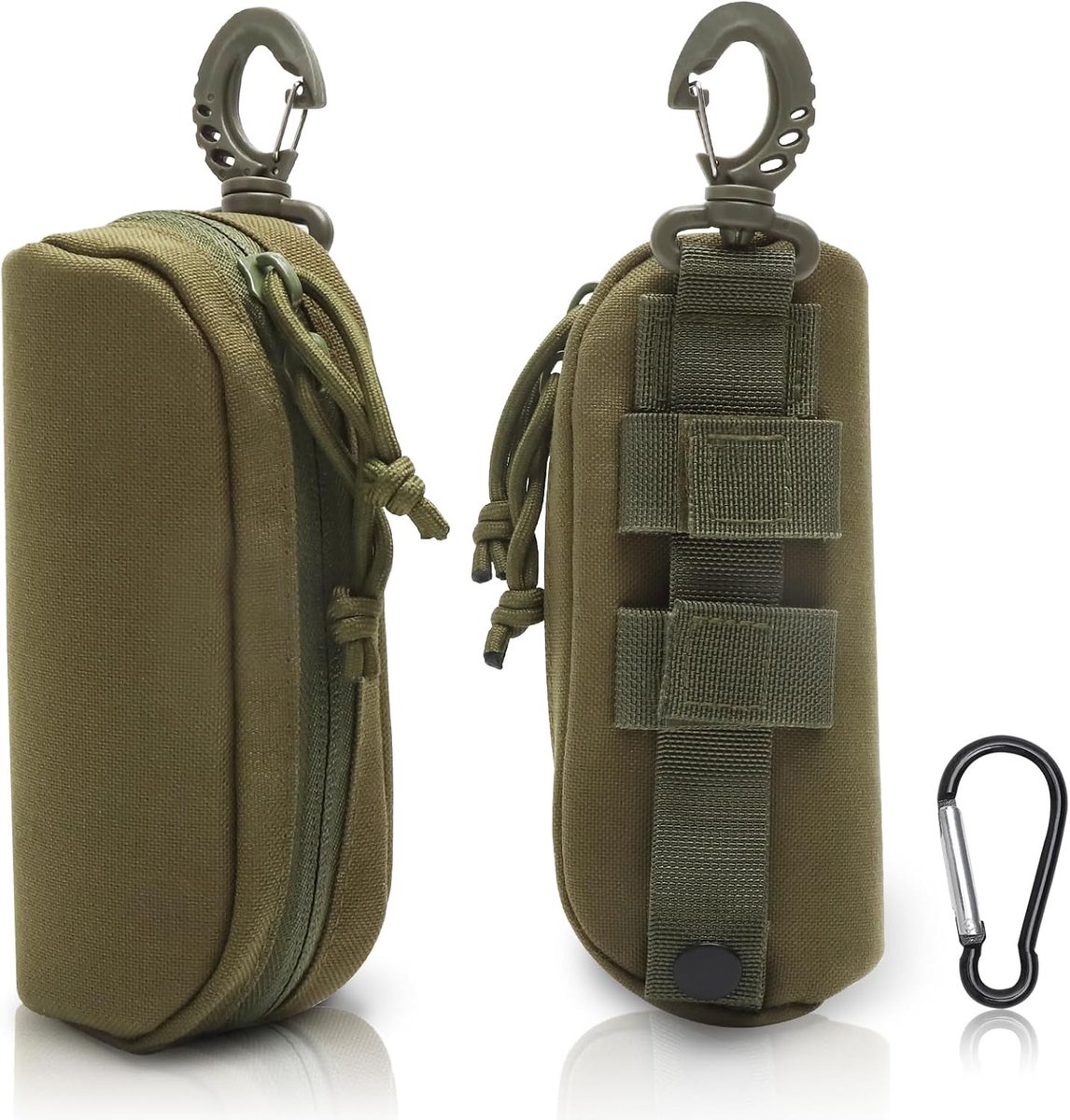 Grote Nylon Zonnebril Etui met Draaghaak in Donkergroen - Beschermende Tas voor Buitenactiviteiten, Wandelen en Bergbeklimmen