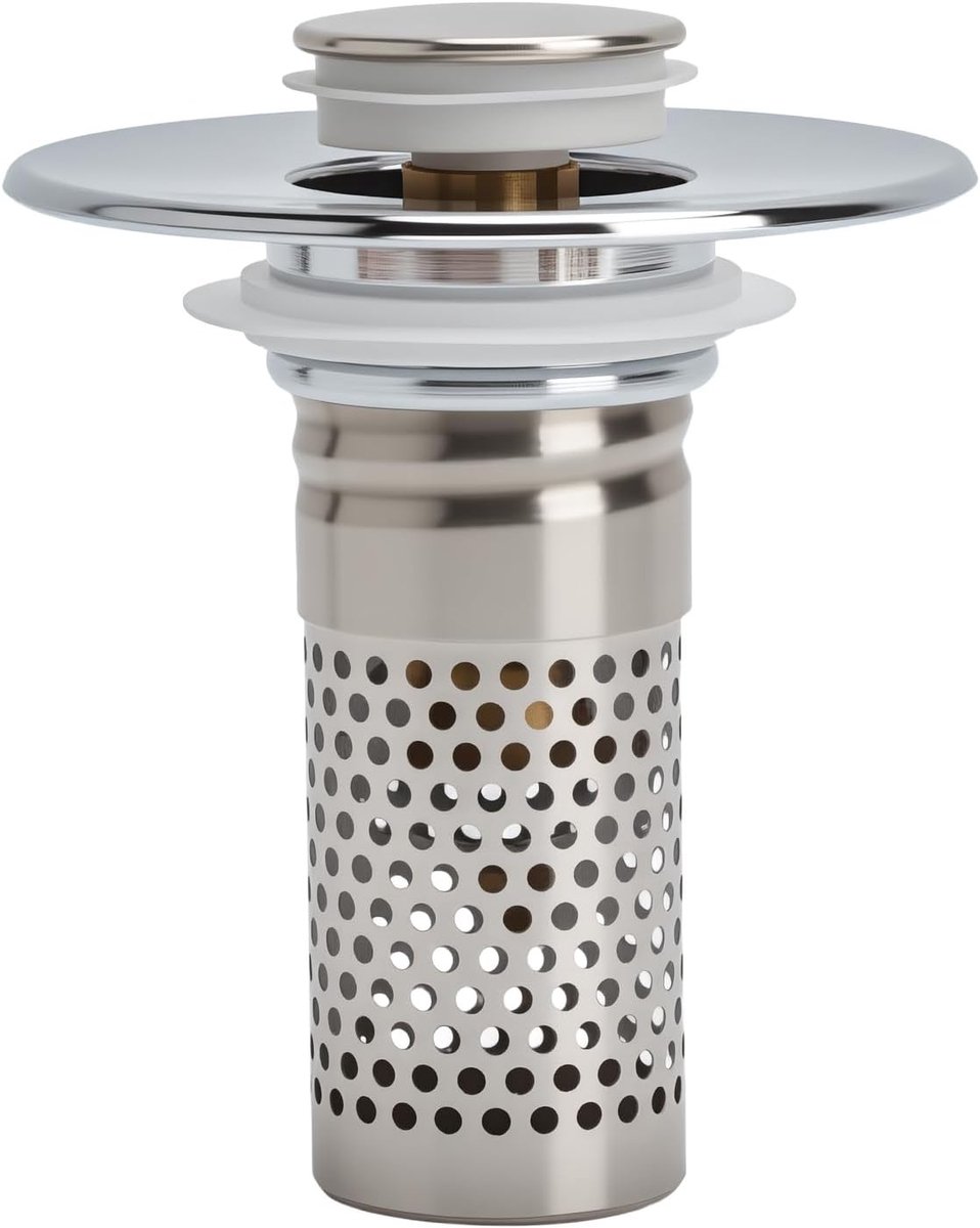 Afvoerstopper universeel 28-37mm - roestvrij staal - dubbele afdichting - eenvoudige bediening - ShopVlot