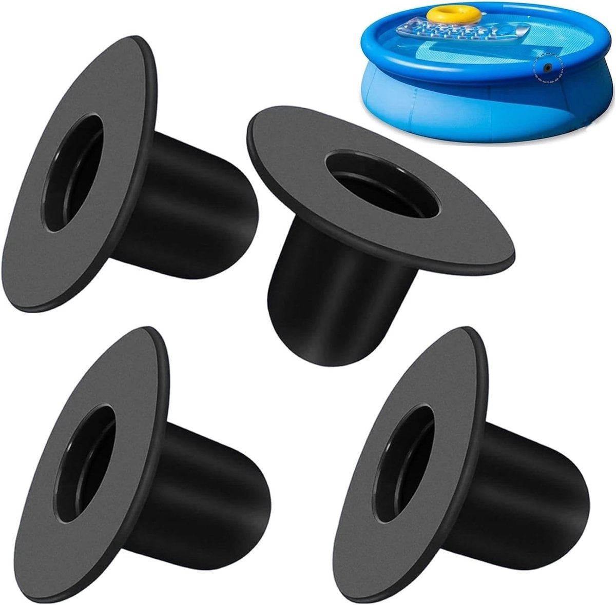 4 Stuks Pool Stopper - Eindkap voor Zwembadafvoer, Afdekking voor Filterpompen en Winterstopaccessoires voor Zwembaden (Zwart)