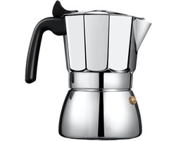 Moka Pot Koffiezetter - Espresso Maker Percolator - Koffie Zetten - Octagonaal Ontwerp - 300 ml - Zilver