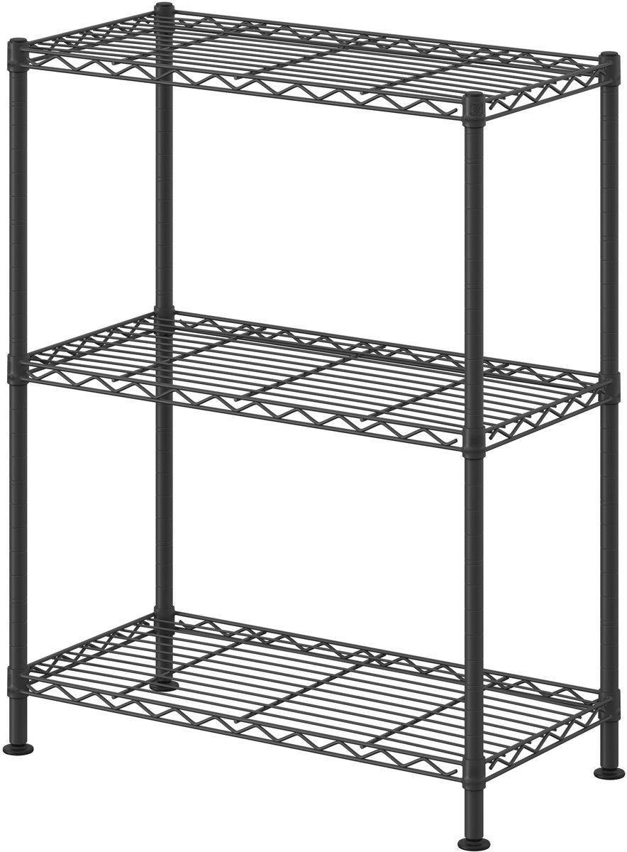 Vrijstaande metalen plank - Verstelbare planken - Opbergrek met 3 niveaus voor de garage - 30 x 60 x 77 cm - Zwart