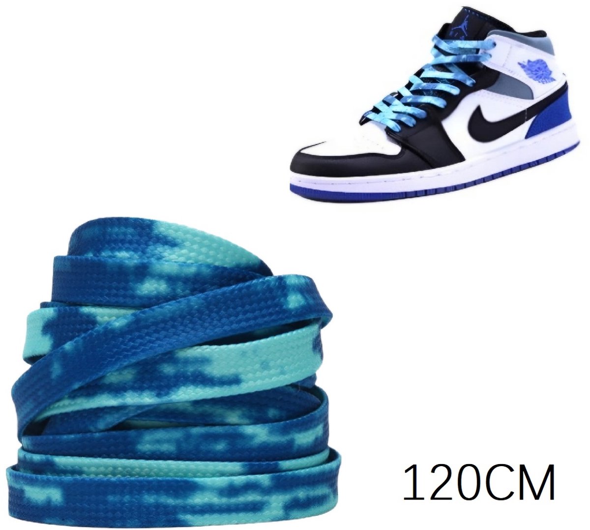 Kleurrijke platte schoenveters blauw -breedte 8MM- 120cm- Outdoor/ sport schoenen veters- Sneakers schoenen Unisex- kinderen- tieners- volwassenen
