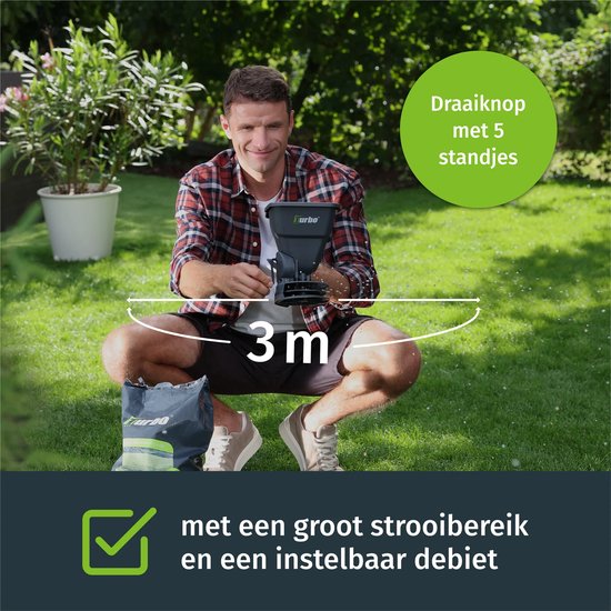 turbogrün Handstrooier - Strooier - Voor meststof en graszaad - Geschikt voor alle granulaten - Zeer gelijkmatig strooibeeld — afbeelding 5