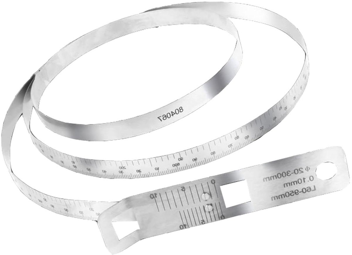 Omtrek Liniaal - Meetlint Banden - Diameter Meten - Roestvrij Staal - 20-3300 mm - Zilver