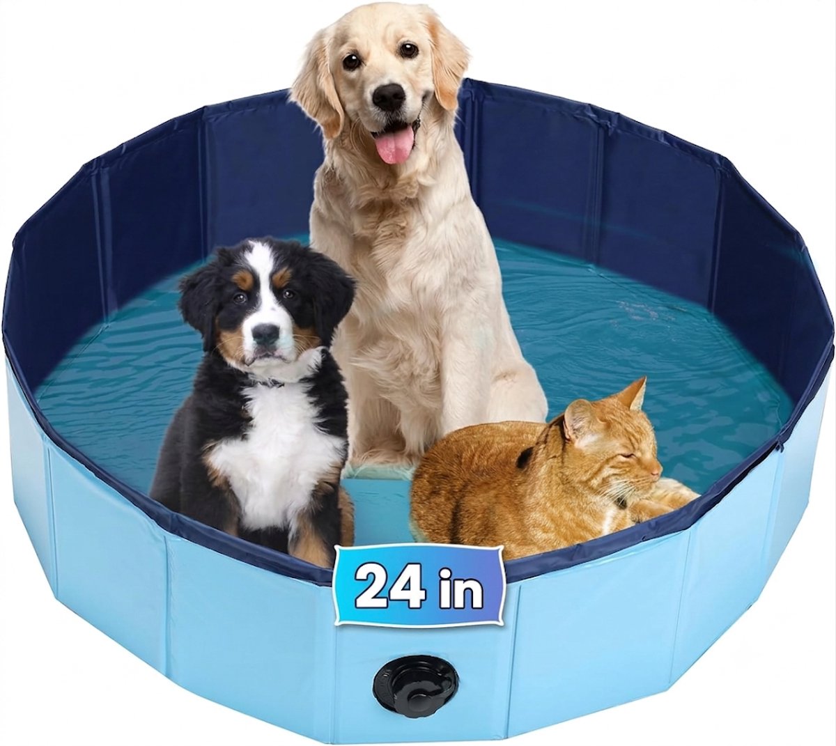 Ryoudavell - Dierenbad 60 x 20 cm - Verkoeling Hond - Waterspeelgoed - Waterspeelgoed Hond -Kleine honden Hondenzwembad - Hondenbad - Blauw