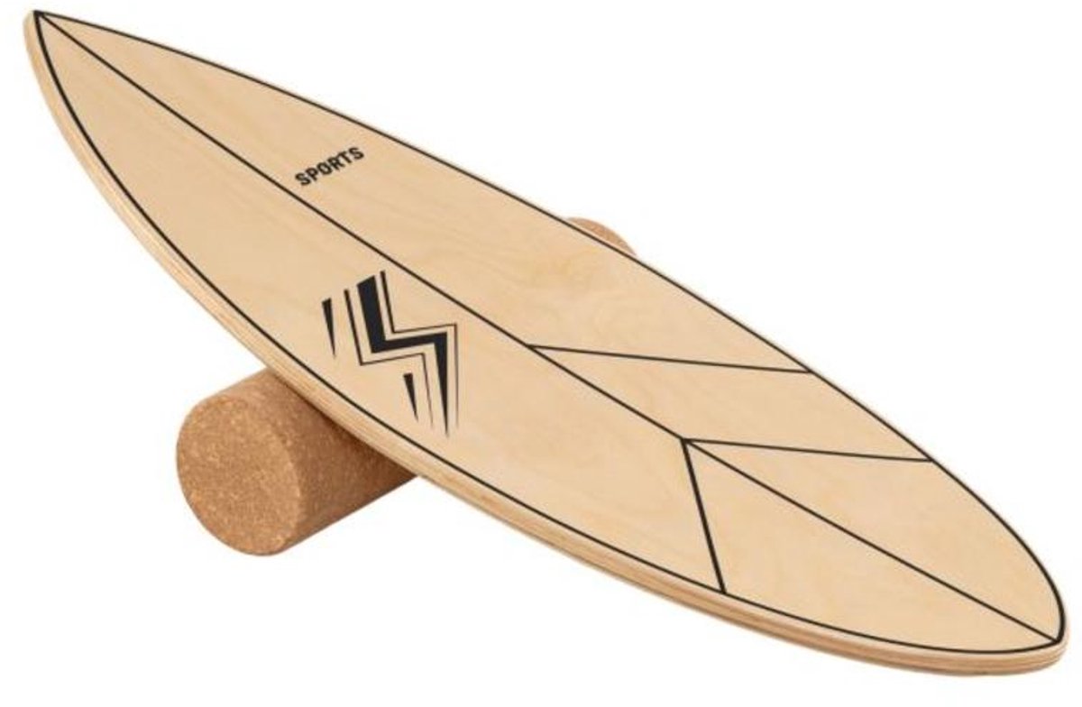 M-Goods Balansbord met Kurkroller - Balansspeelgoed Kinderen & Volwassenen - Massief Berkenhout - Surf, Ski & Fitness