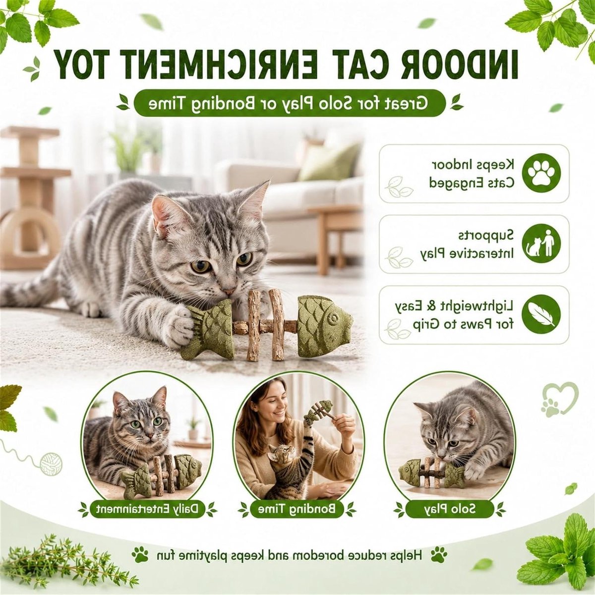 Kattenkruid Chew Toy - Knaagspeeltje Visbot - Stimuleren van Spelen - Met Kattenkruid Blend - 17.8 cm - Bruin