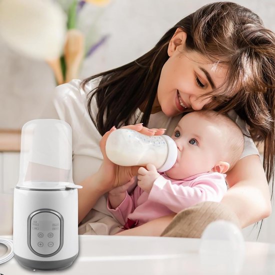 Grijze enkelvoudige babyflesverwarmer met digitaal bedieningspaneel, multifunctioneel ontdooien-opwarmen-steriliseren, 24-uurs constante temperatuur met Europese ronde stekker voor huishoudgebruik — afbeelding 4