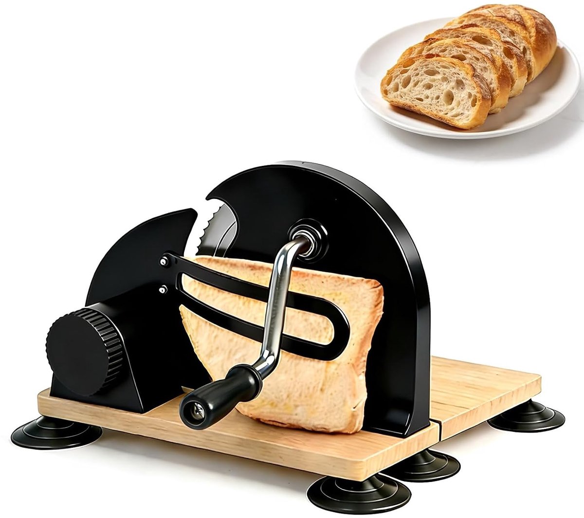 SnelShoppen - Handmatige Broodsnijder - Verstelbare Dikte - Ergonomisch Handvat - Compact 9.8x11.0x7.5in - Zuurdesembroodsnijder - Keuken Thuis Restau
