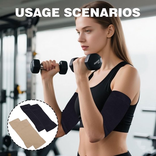 4 paar elastische compressiemouwen voor armen, afslankende mouwen, elastische compressiemouwen, elastische manchetten voor gewichtsverlies, voor sport en fitness — afbeelding 3