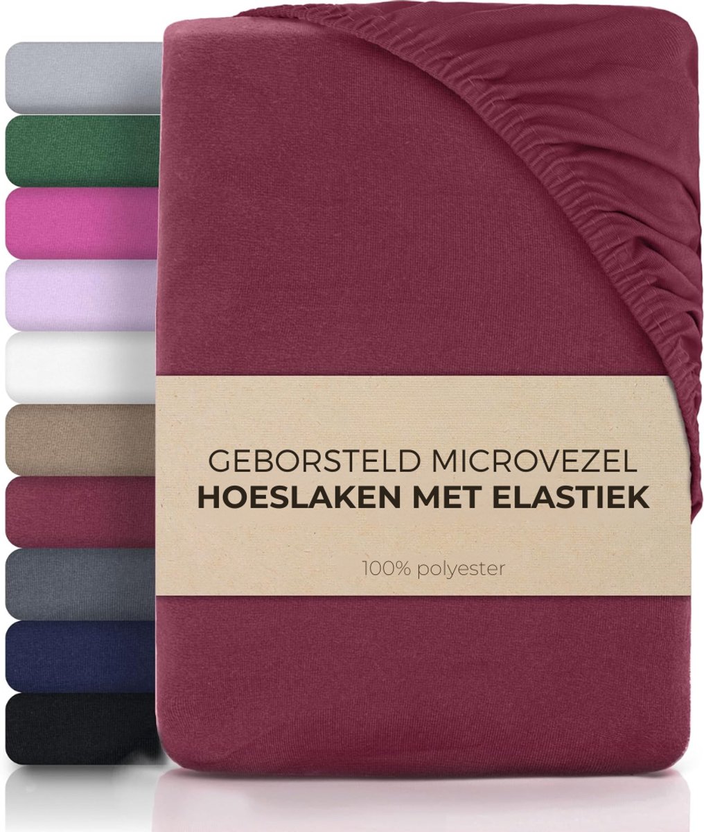 Zavio® Matrasovertrek 180x200 - Hoeslaken - Matrashoes - Super Zacht - Bordeauxrood