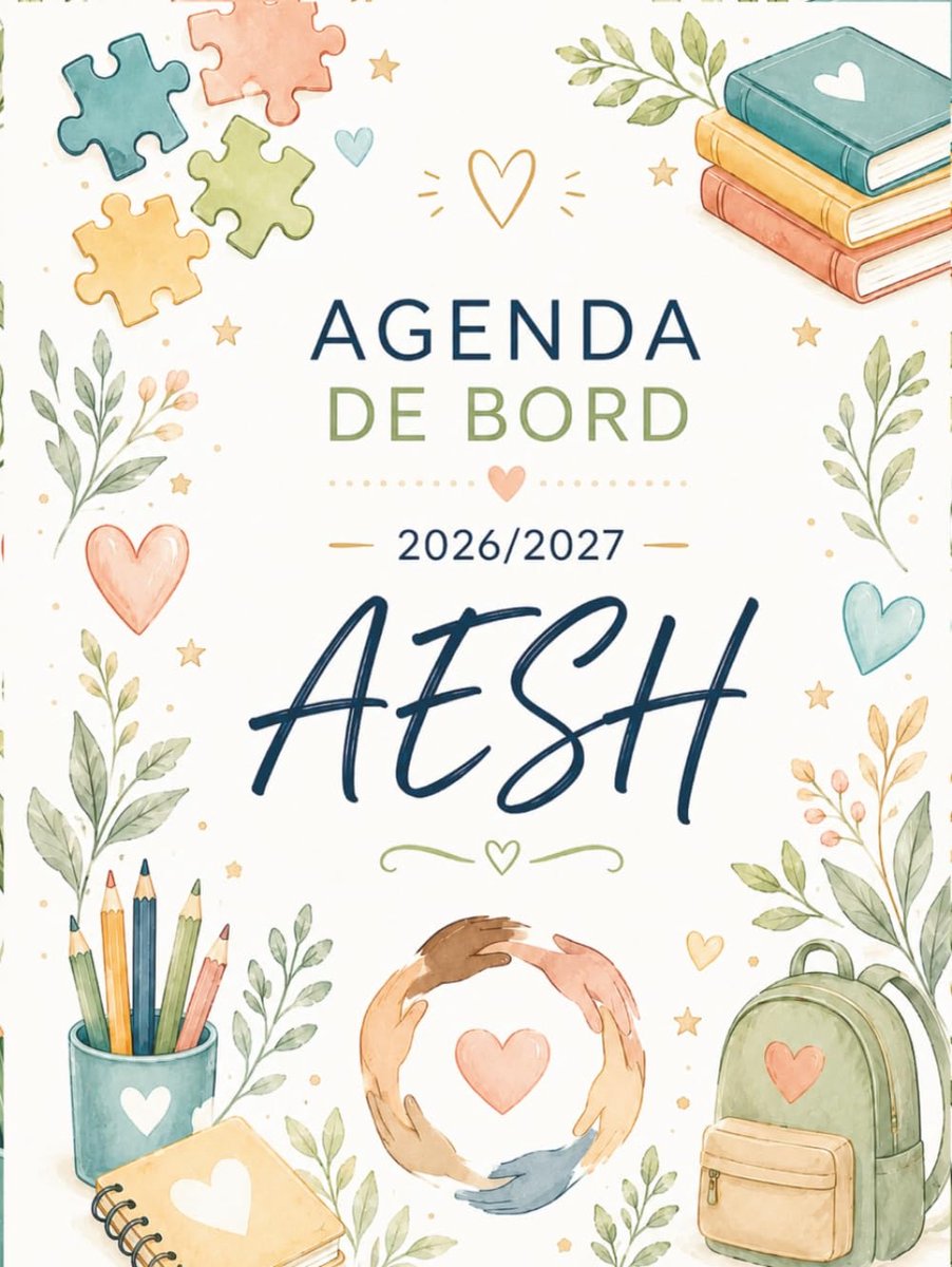 SnelShoppen - Agenda de Bord AESH 2026/2027 | Cahier de Bord | Planificateur Hebdomadaire A4 | Inclusief Calendrier & Vacances Scolaire | Fiches de Su
