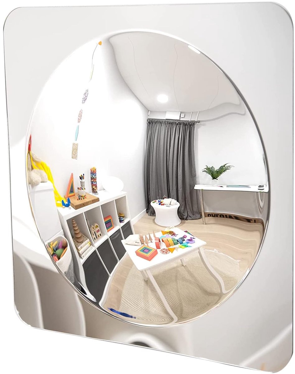 SnelShoppen - Grote, gebogen acryl spiegel 490 mm - Ideaal voor zelfvertrouwen, observatie en persoonlijke ontwikkeling - Kinderen, spelletjes, interi