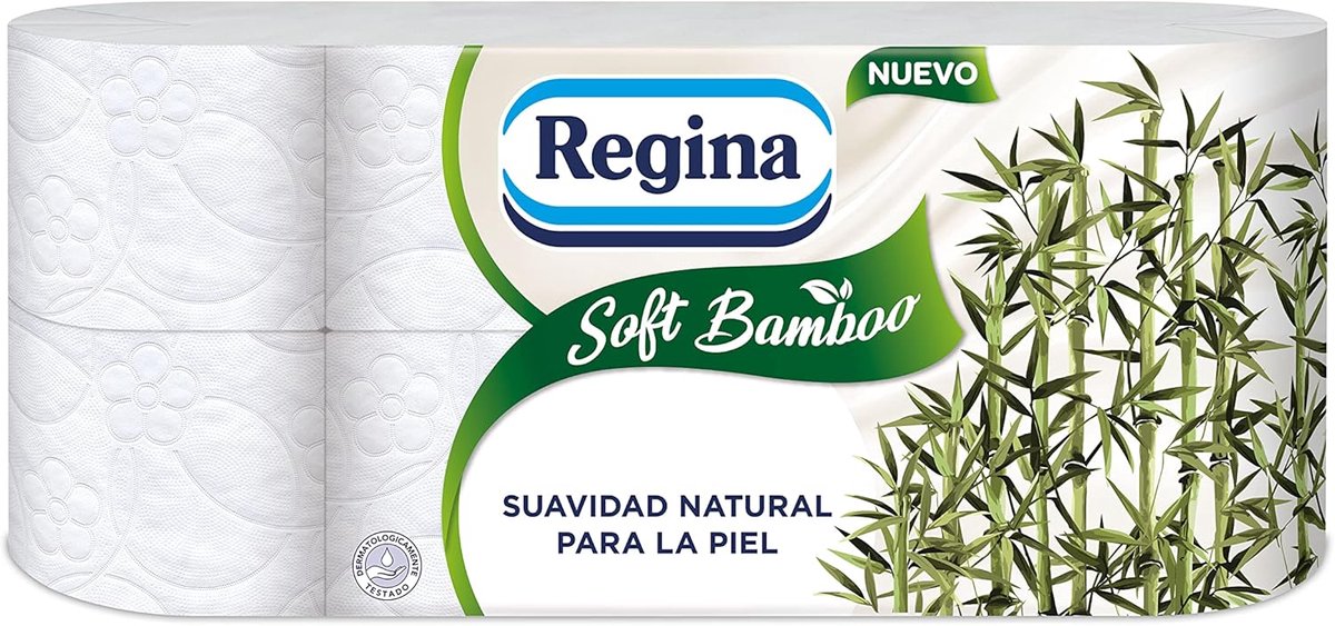 Regina Soft Bamboo toiletpapier, 8 rollen, 3 lagen, 160 vellen, natuurlijke zachtheid voor je huid, toiletpapier van - ShopVlot