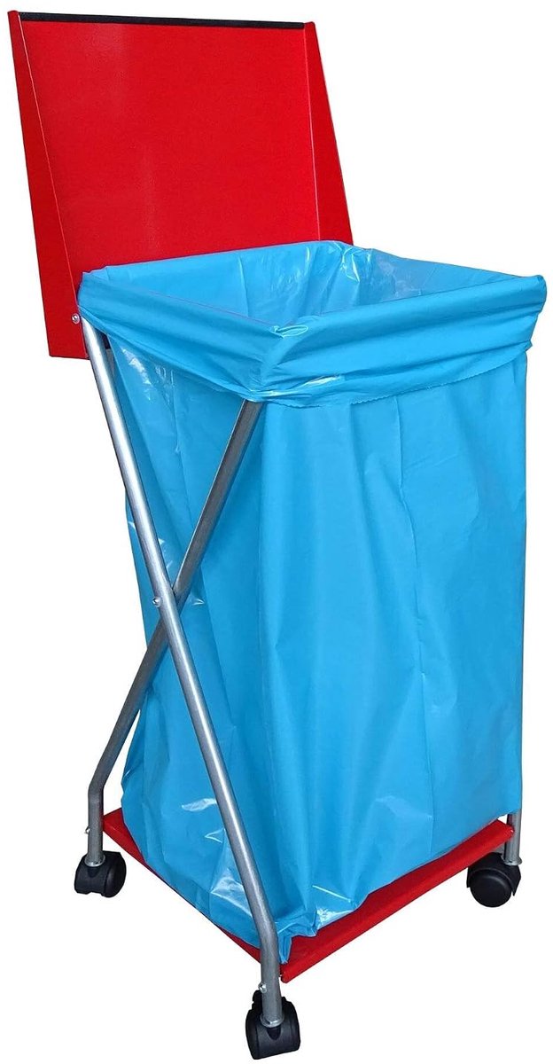 SnelShoppen - Afvalzakhouder met 4 Wielen en 25 Afvalzakken - 120 Liter - Robuuste Stalen Constructie - Ideaal voor Tuin, Keuken en Feesten
