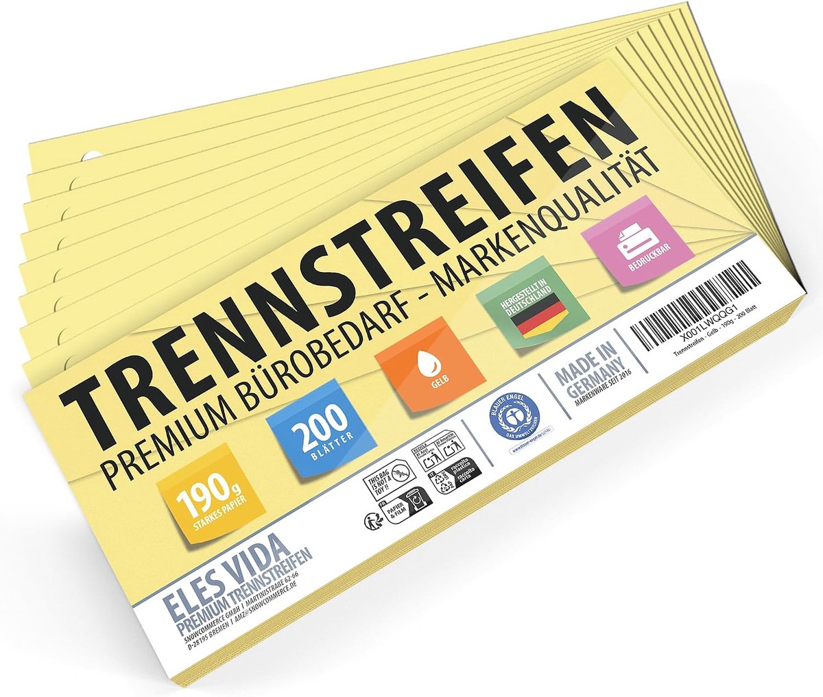 Strips 24 x 10,5 cm blanco - stevig materiaal 190g - robuust en beschrijfbaar - ideaal voor A5 en A4 ringmappen - SnelShoppen