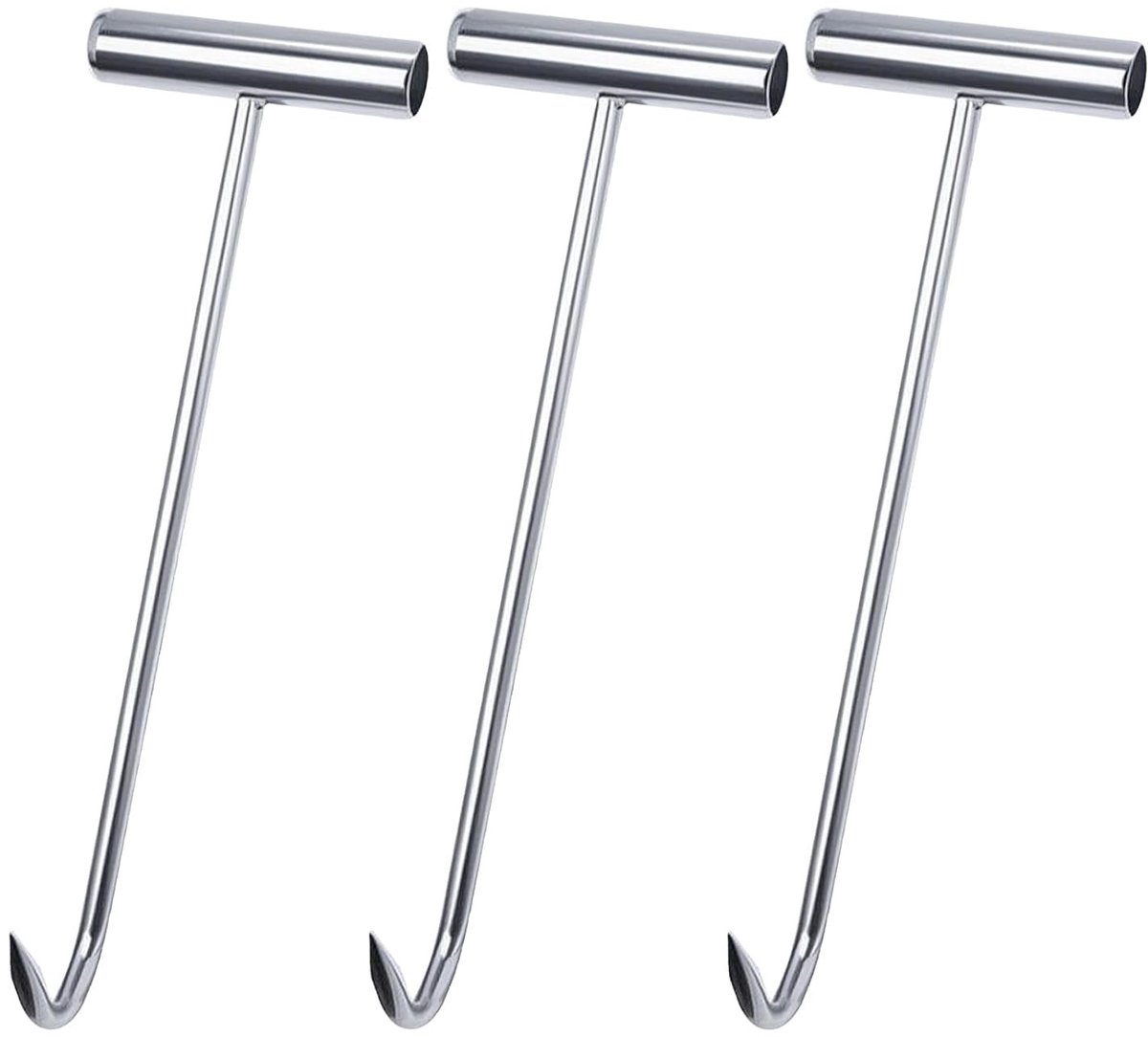 Set van 3 zware lifthaken voor roestvrijstalen deksels - 30 cm lange T-handgreep voor gulli deksels en vleesaccessoires