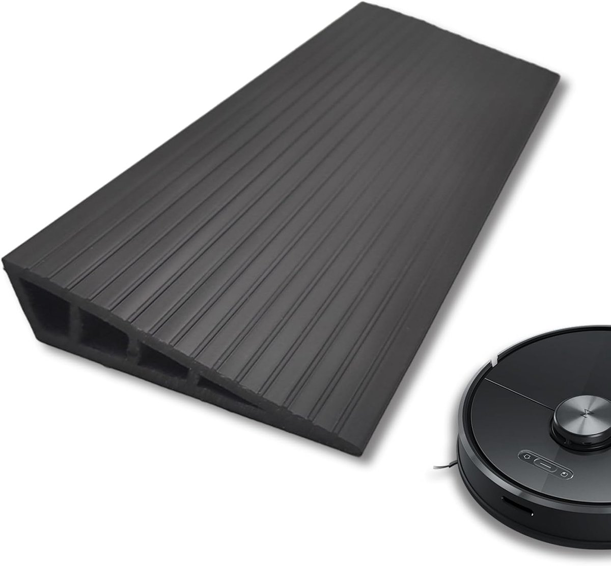 drempelhelling, zuigrobot, 100 x 8 x 2 cm, pvc, rolstoelhelling, deurdrempel, overgangsprofiel, zelfklevend, antislip, helling voor zuigrobot, rolstoel, kinderwagen