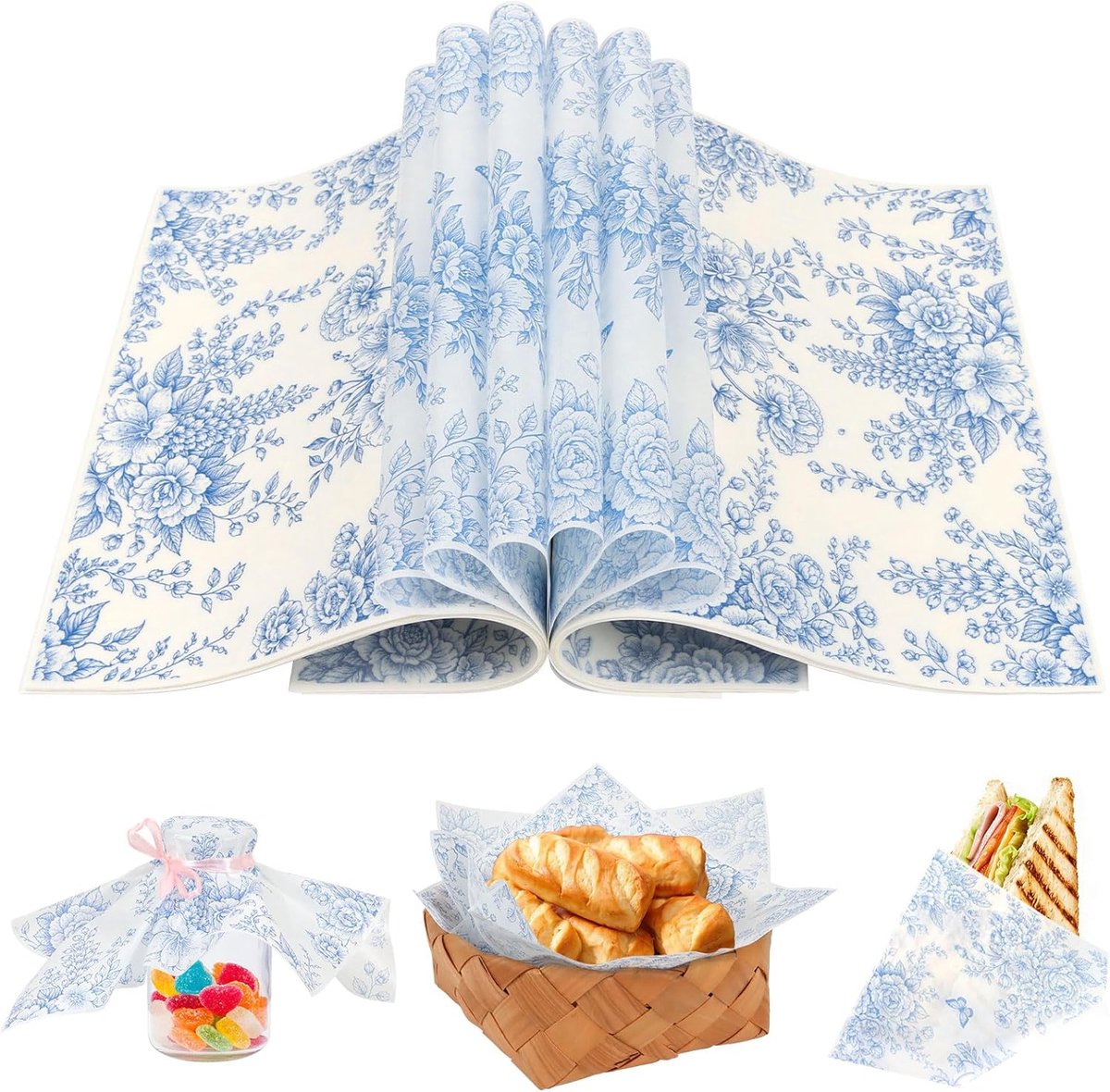 Waspapier voor levensmiddelen, 150 vellen, niet-kleverige deli papieren vellen, olie- en waterdicht sandwichpapier voor sandwiches, friet, hamburgers, 25 x 22 cm