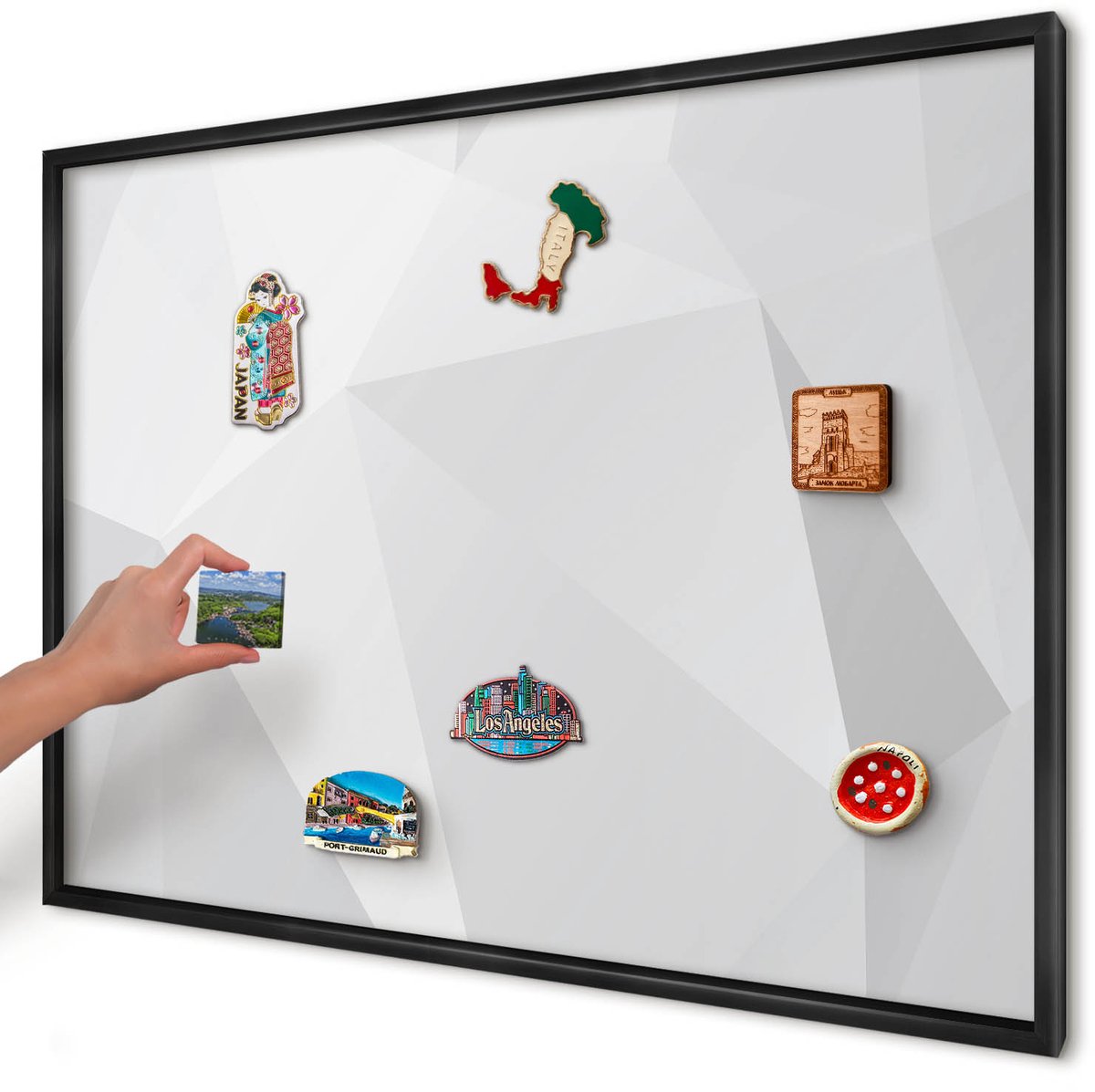 Artprintcave Wit Magneetbord mit Zwart Frame - 100x70 cm - Witte Geometrie Magnetisch Bord Voor Magneten - Minimalist Magnetisch Bord - Abstractie