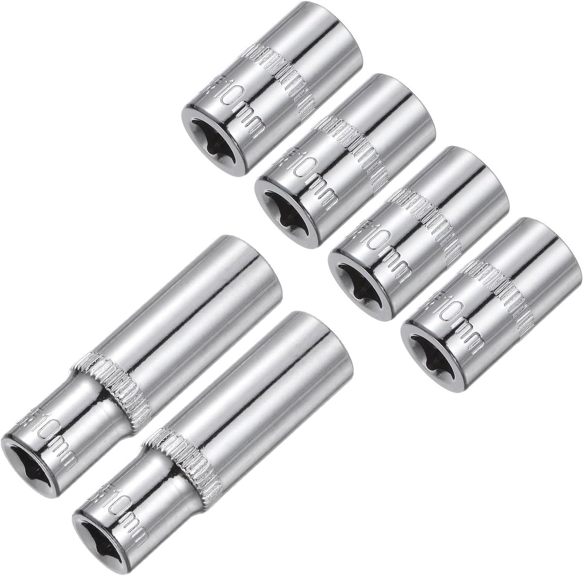 6 stuks 6-punts steeksleutels, 1/4 inch aandrijving 10 mm platte steeksleutel Cr-V metrische steeksleutel voor doe-het-zelf handwerk reparatie automotive