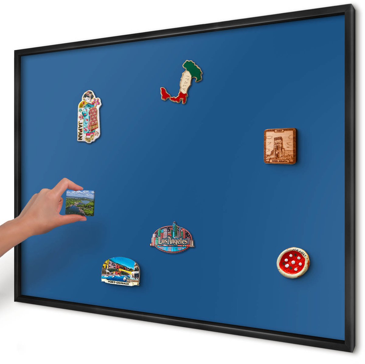 Artprintcave Marine Magneetbord mit Zwart Frame - 100x70 cm - Donkerblauw Magneetbord Voor Keuken - Minimalist Bord Voor Magneten - Achtergronden En Patronen