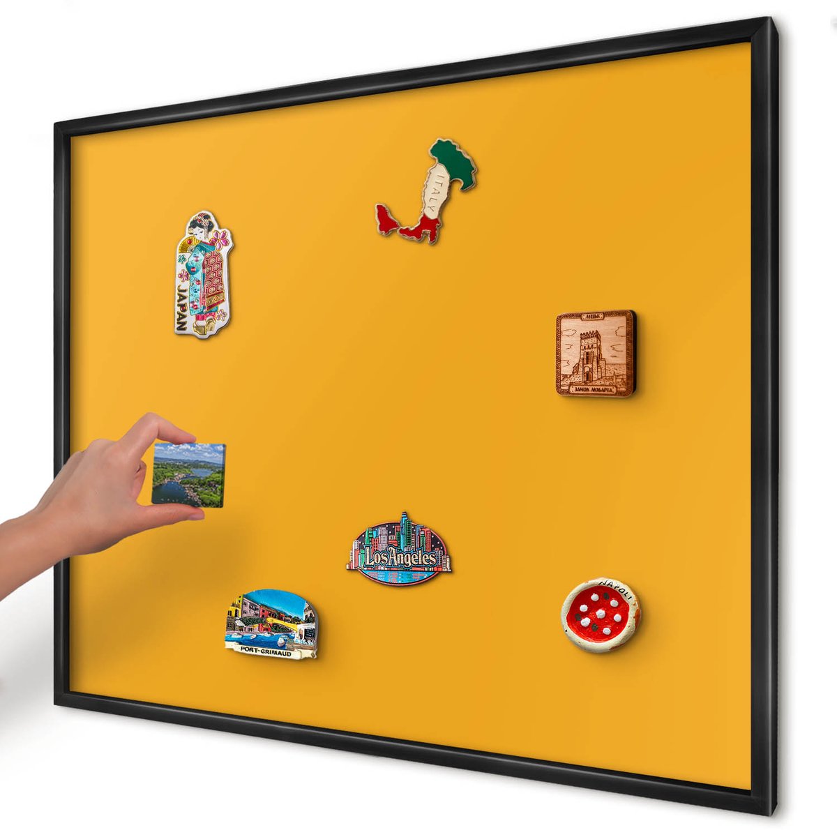 Artprintcave Oranje Magneetbord mit Zwart Frame - 80x60 cm - Levendig Oranje Bord Voor Magneten - Minimalist Magneet Bord mit Frame - Achtergronden En Patronen